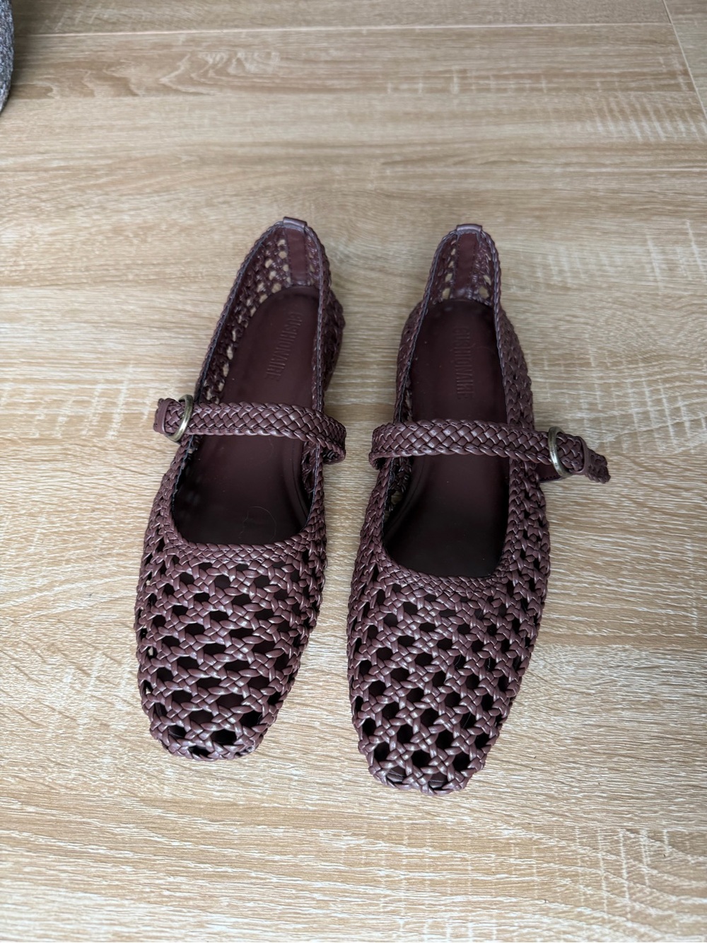 Cushionairr Woven Mary Jane Flats in Deep Brown